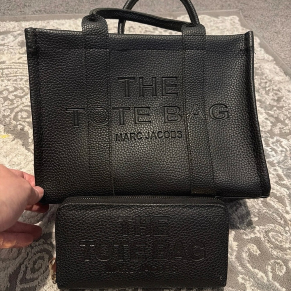 Marc Jacobs Black Textured Tote and Wallet